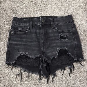 American Eagle Outfitters Black Ripped Jean Shorts